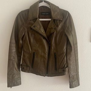 Wilson’s Leather Black Rivet Genuine Leather Moto Jacket Olive Green XS